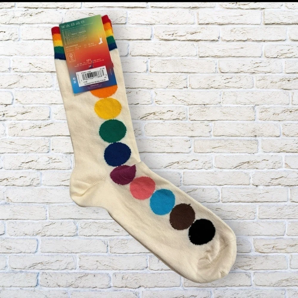 NWT Happy Socks Gender Neutral Pride Colorful Crew Socks